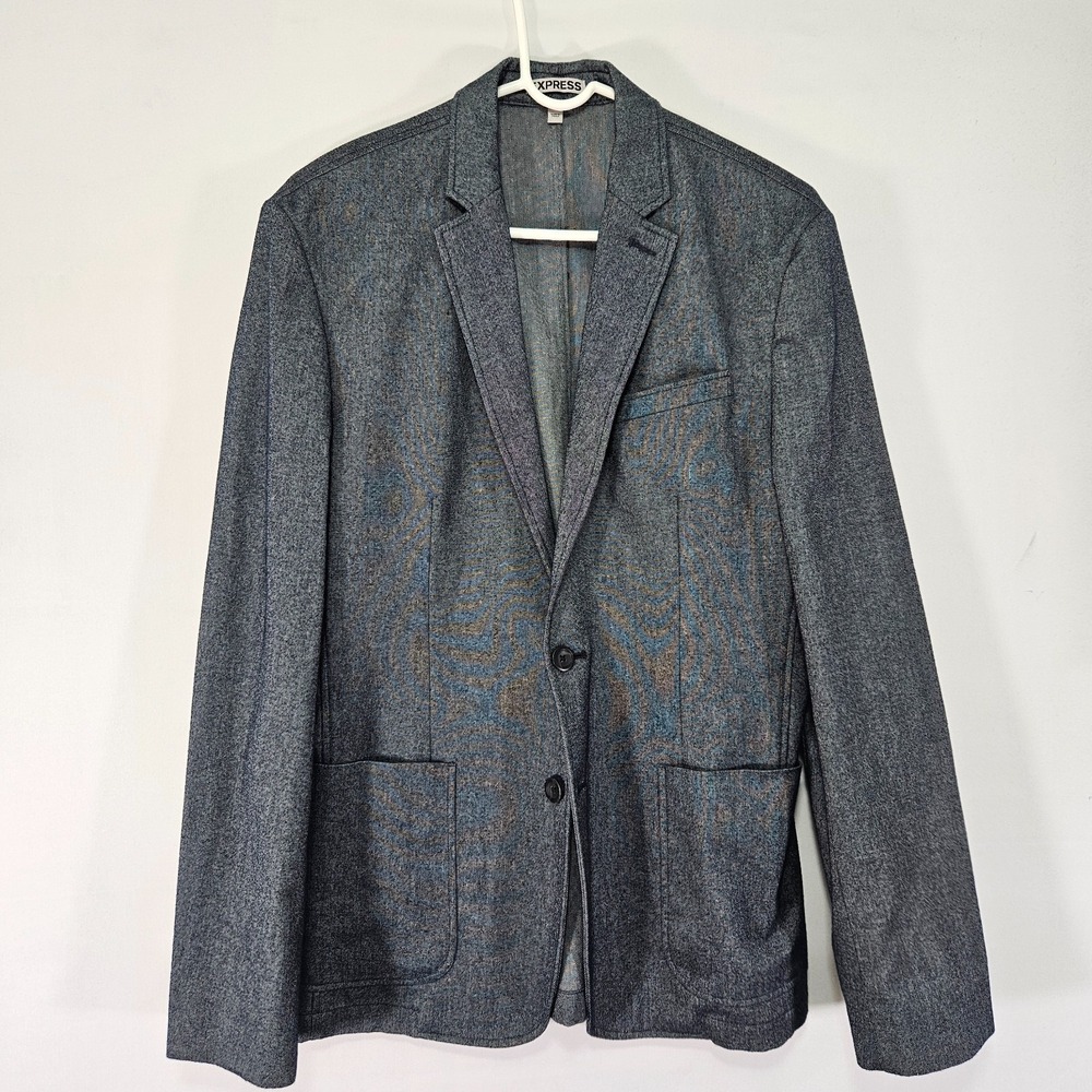 Express Photographer Men's Sport Coat Blazer Two Button Blueish Gray Slim SMALL